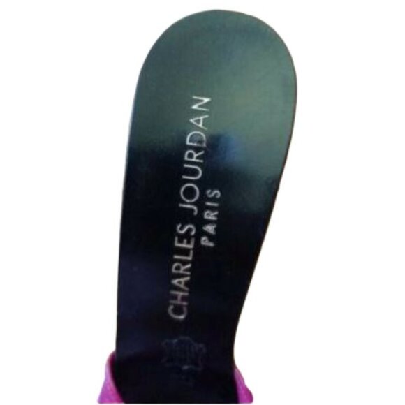 Vintage 90s Charles Jordan leather slides shoes heels sandals in hot pink - Picture 5 of 9